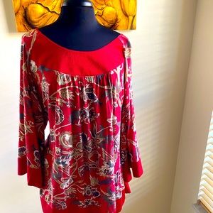 Red tie back tunic 2X
